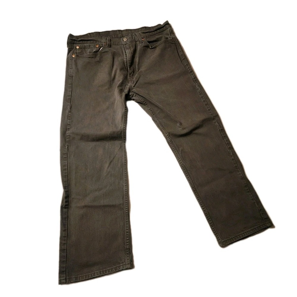 Levis 505 Jeans Mens 38x29 Gray Wash Straight Leg Denim Water Less Stretch